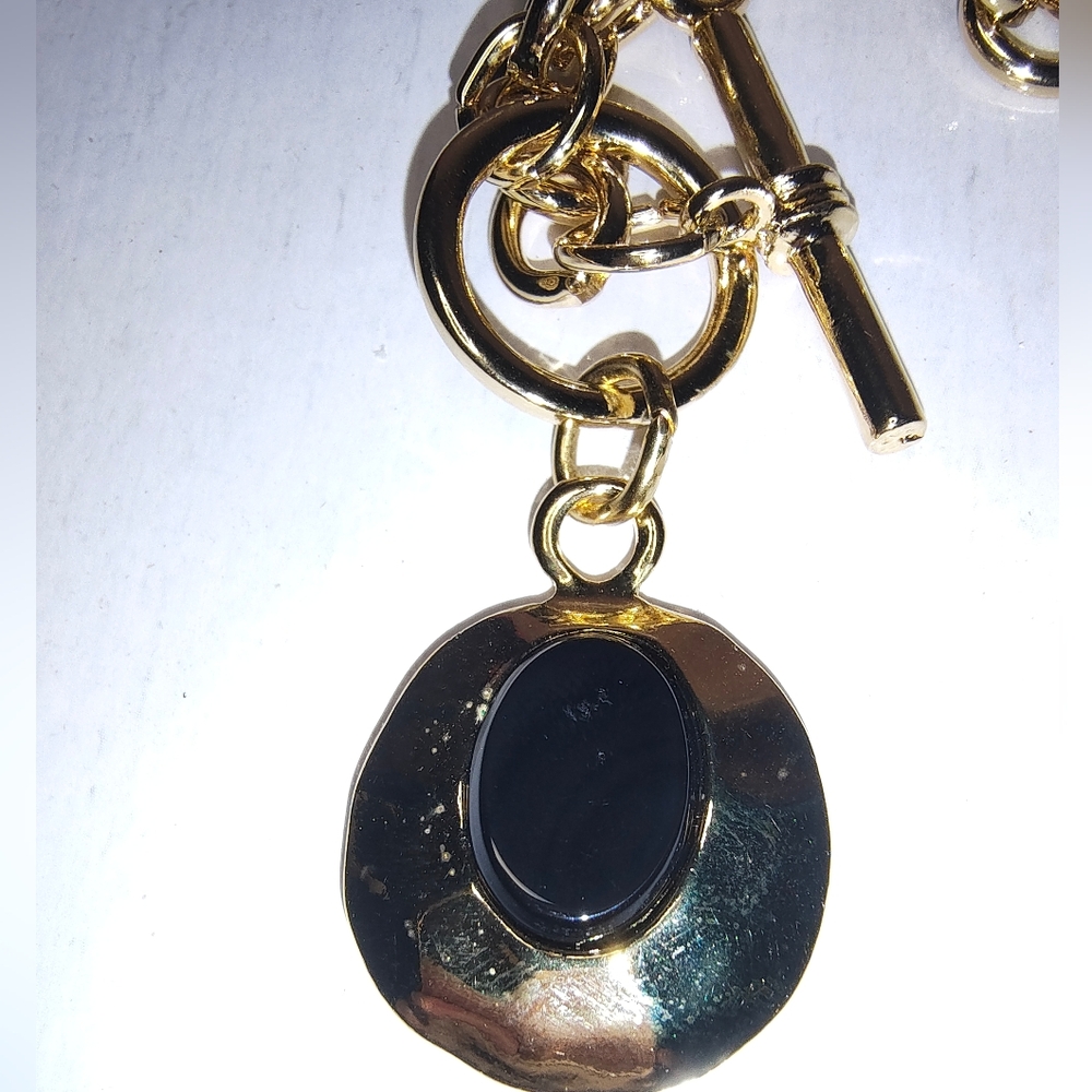Genuine black onyx link bracelet
